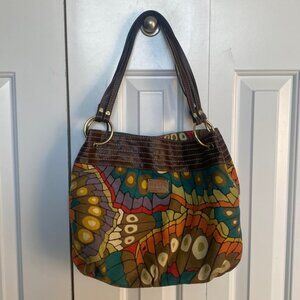 Relic Brand Bohemian Butterfly Wing Purse With Brown Faux Leather W/ Gold Accent